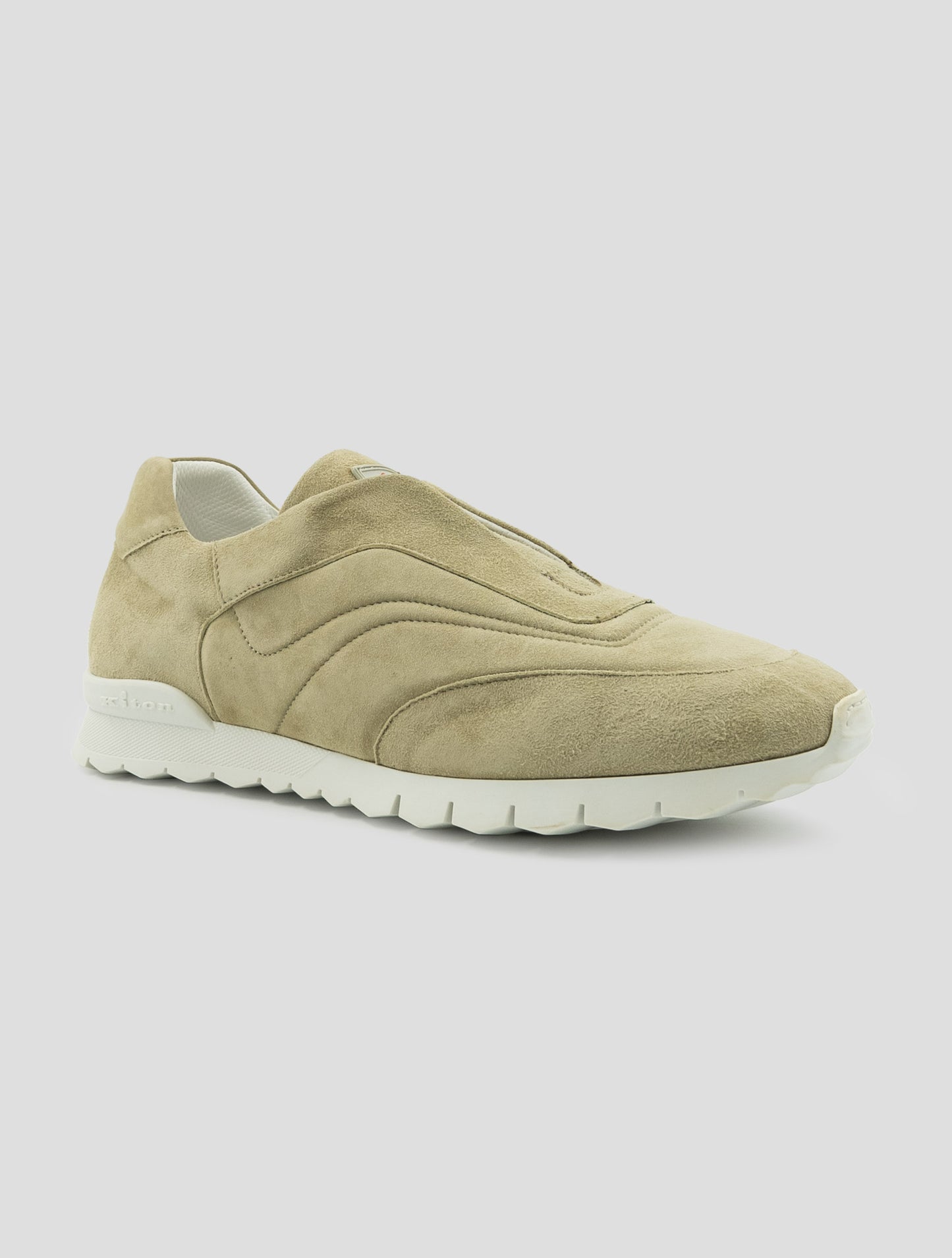 Kiton Beige Leather Suede Sneakers