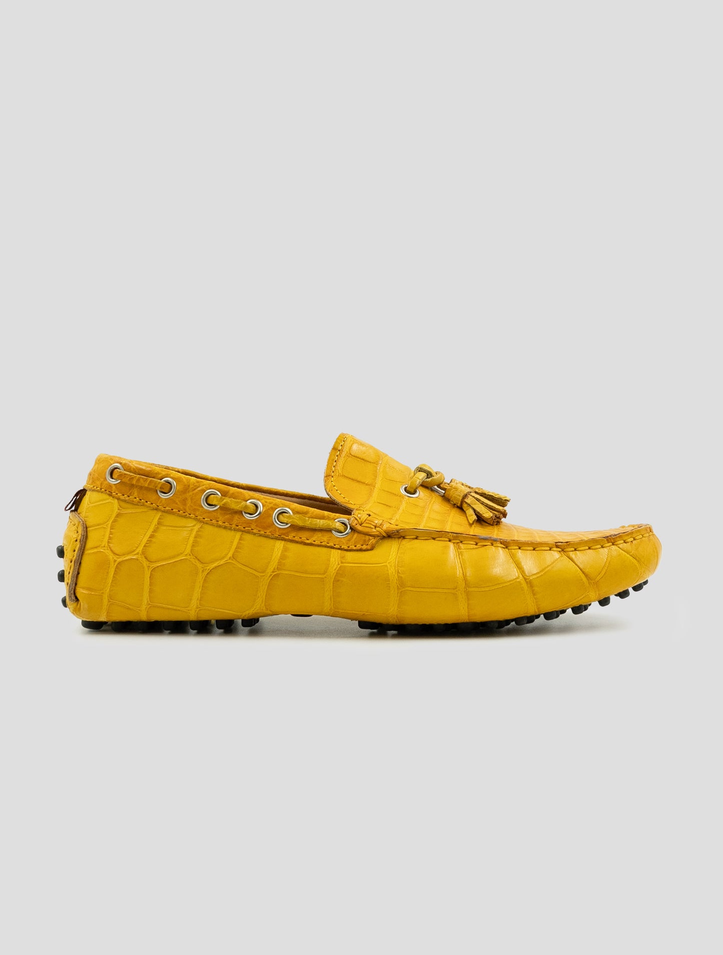 Kiton Yellow Leather Crocodile Sneakers