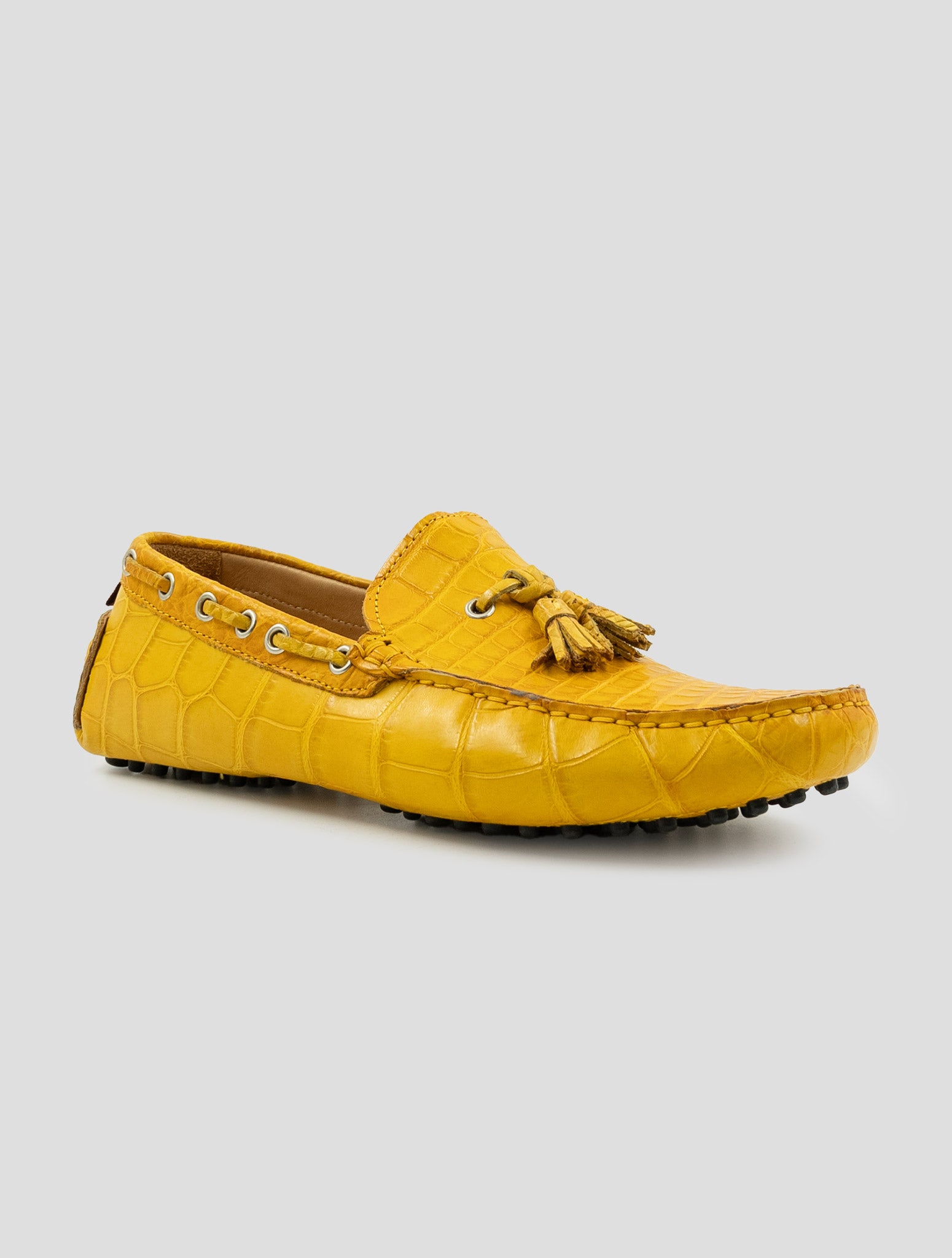 Kiton Yellow Leather Crocodile Sneakers