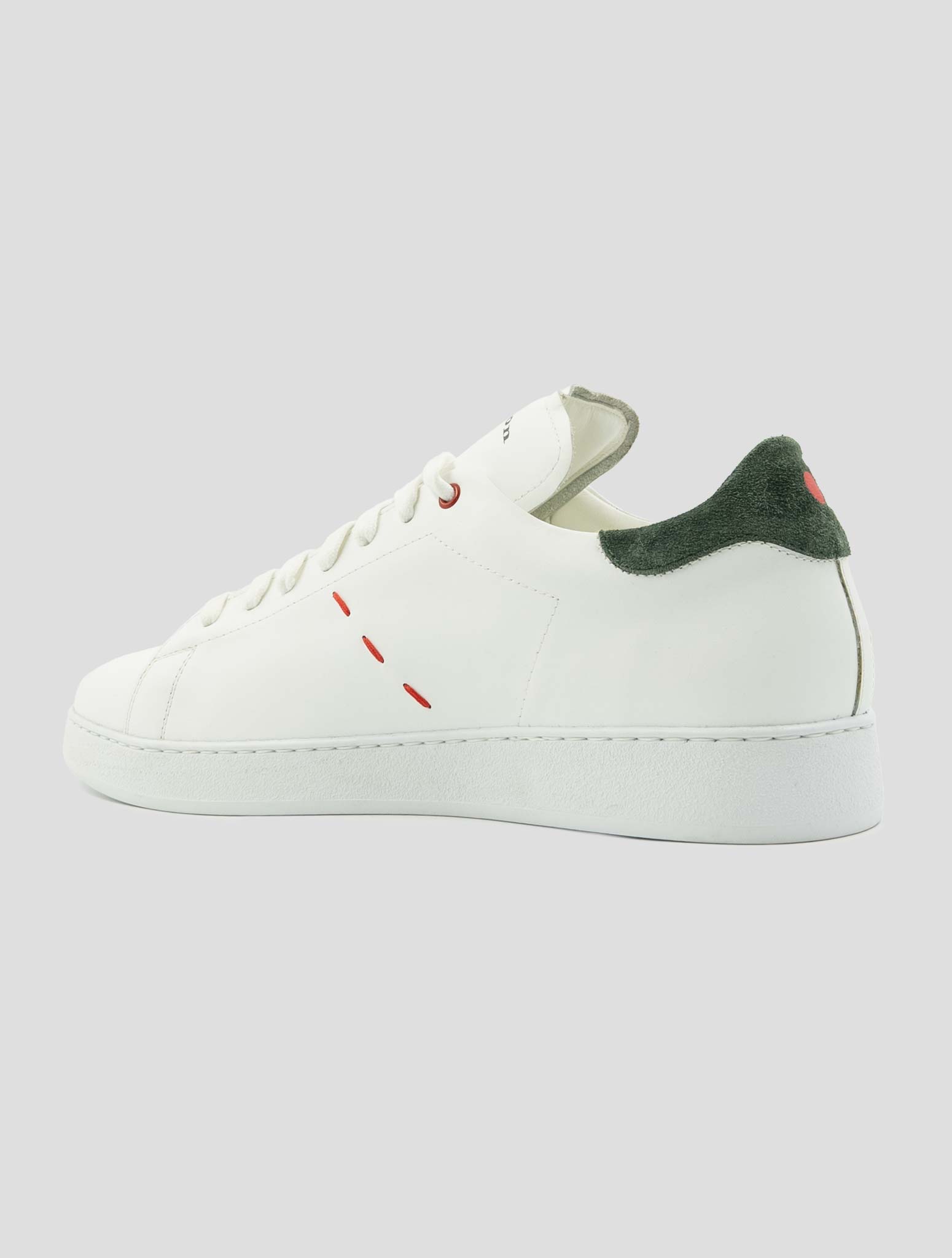 Kiton White Green Leather Sneakers