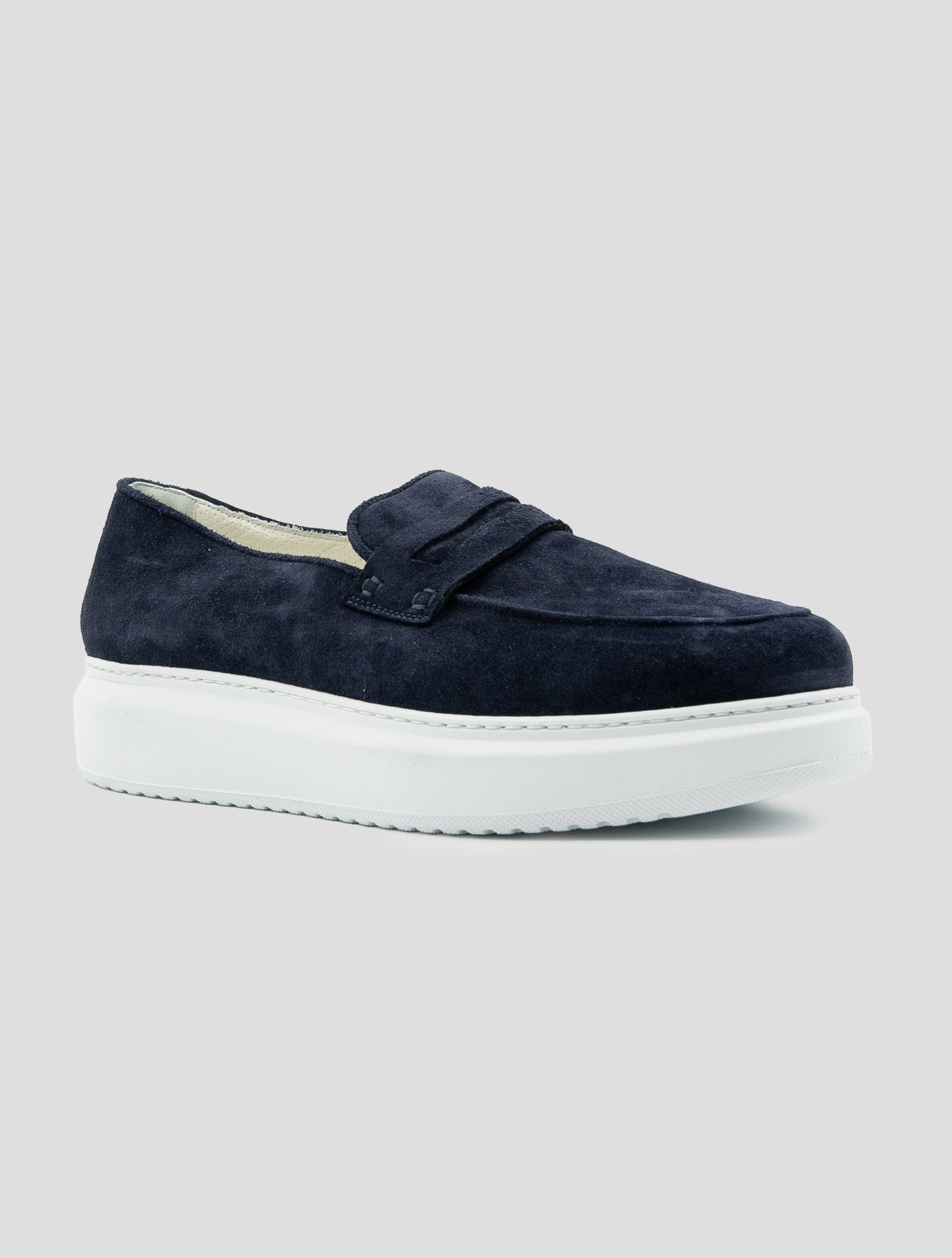 Kiton Blue Leather Suede Loafers