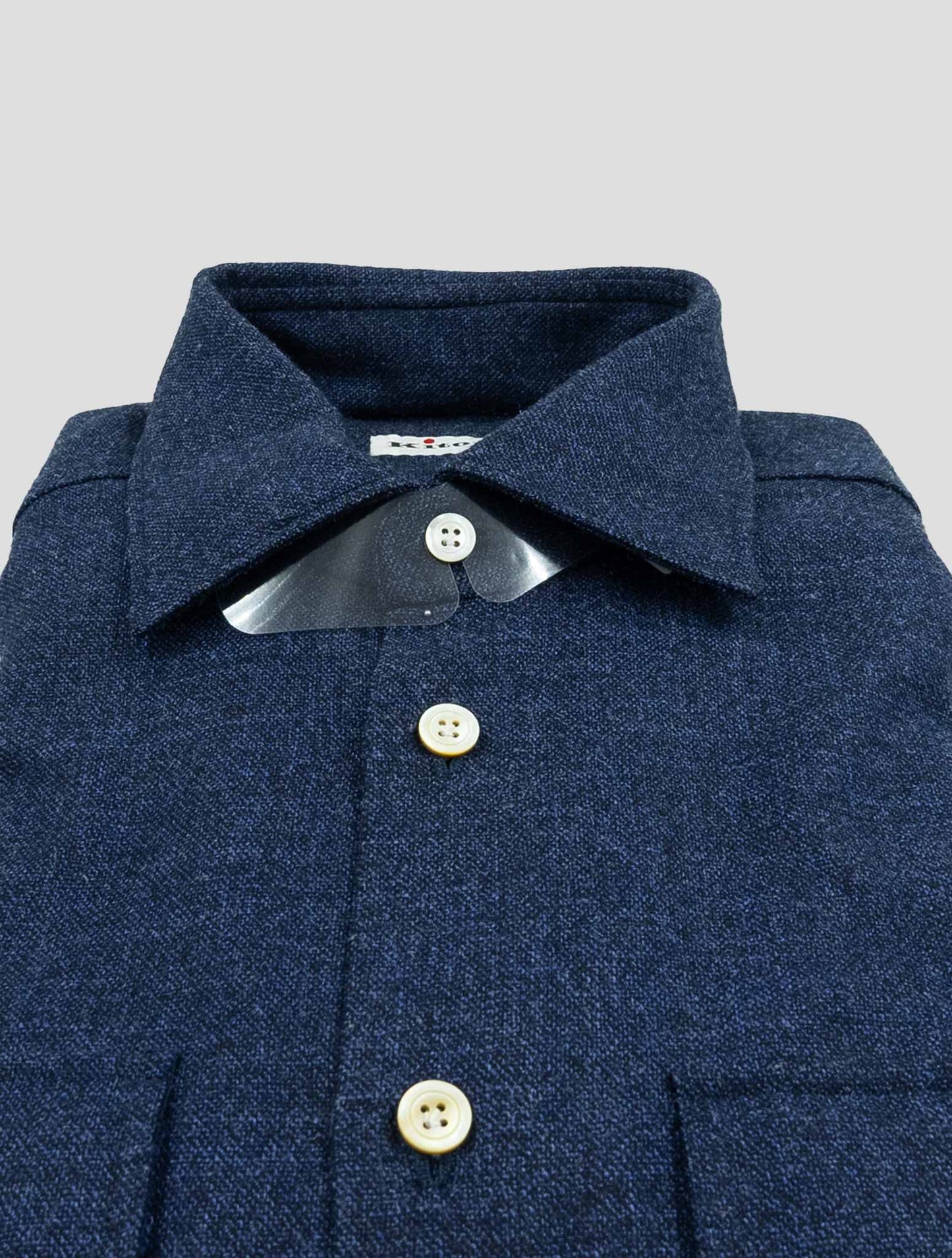 Kiton Blue Virgin Wool Silk Linen Shirt
