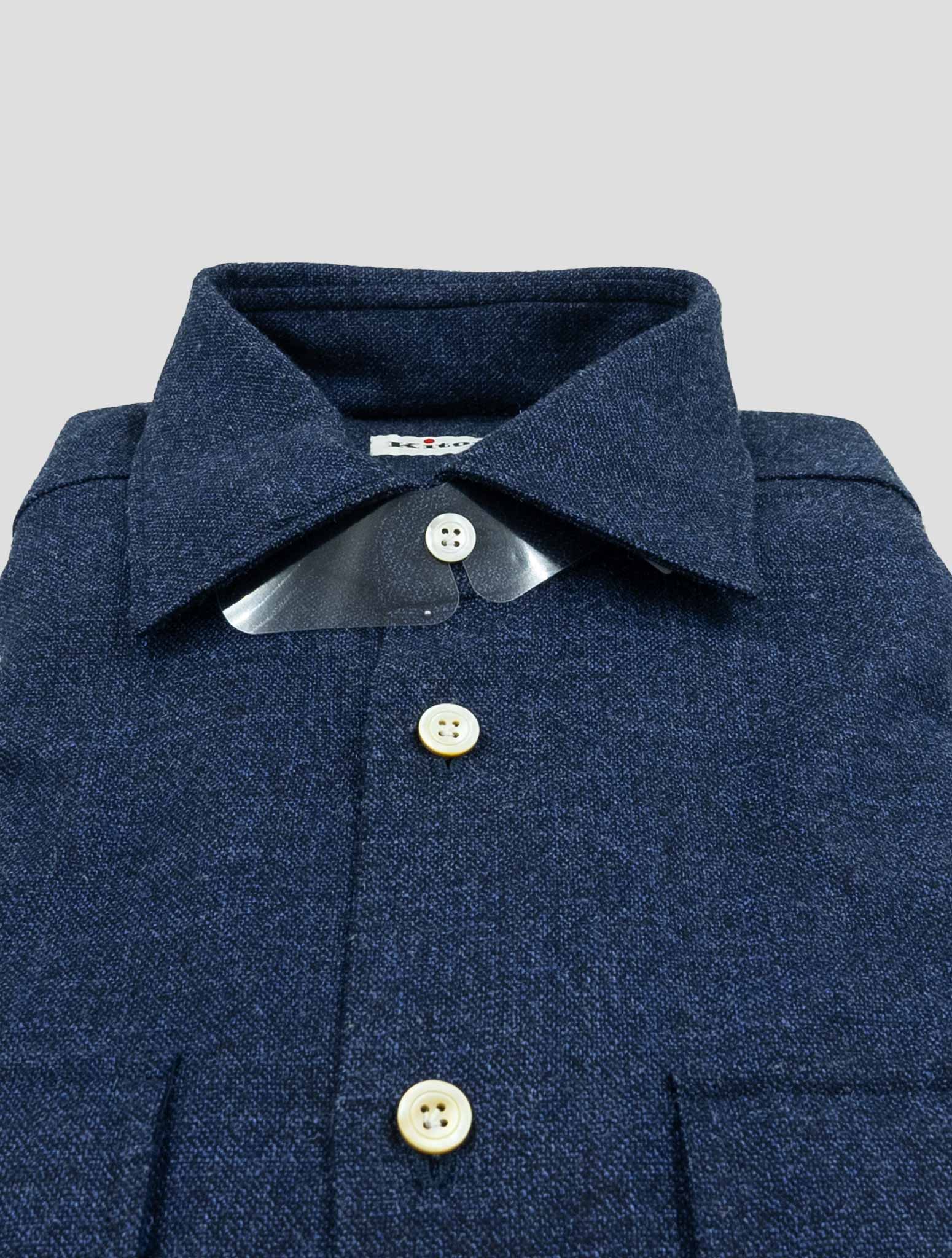 Kiton Blue Virgin Wool Silk Linen Shirt