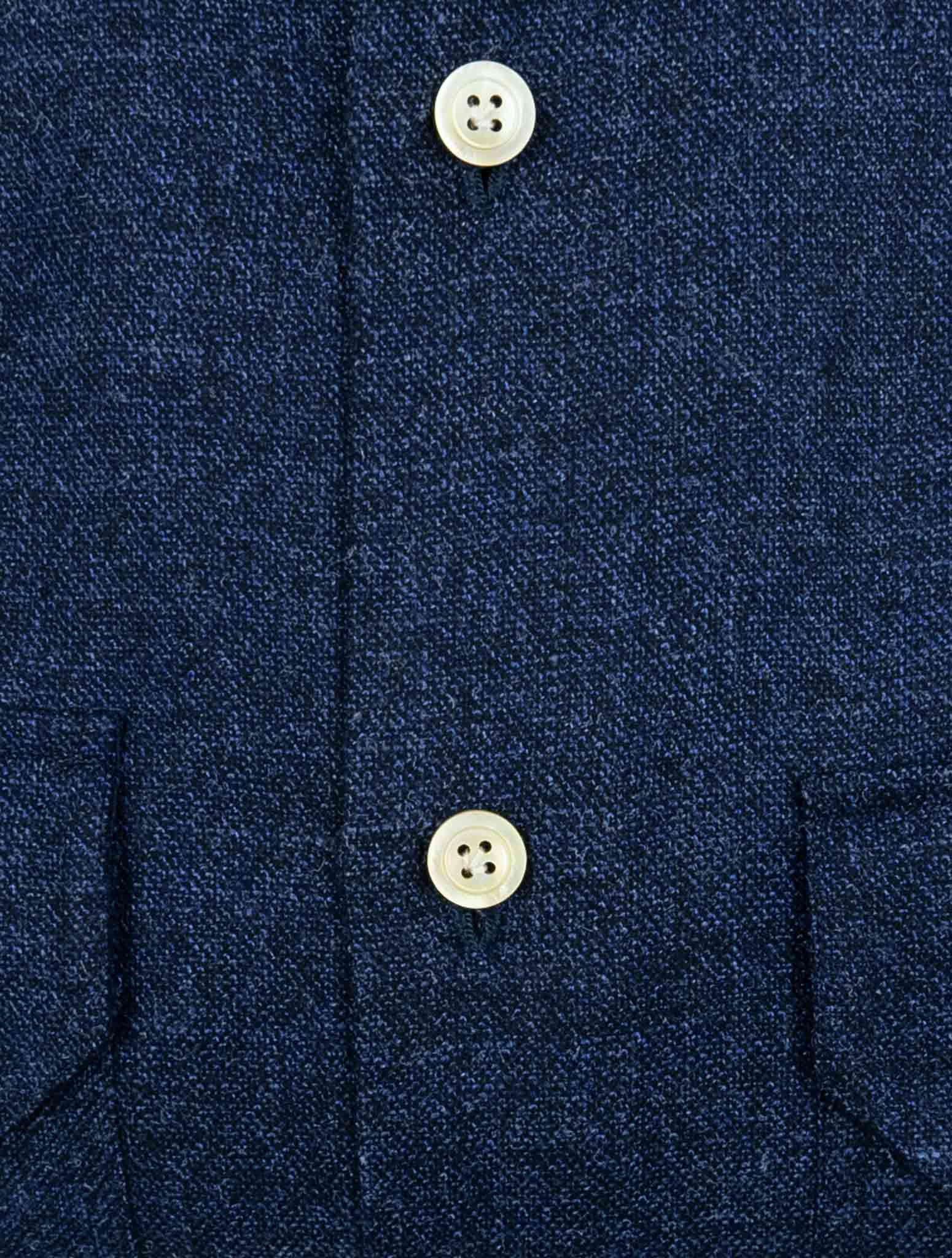 Kiton Blue Virgin Wool Silk Linen Shirt