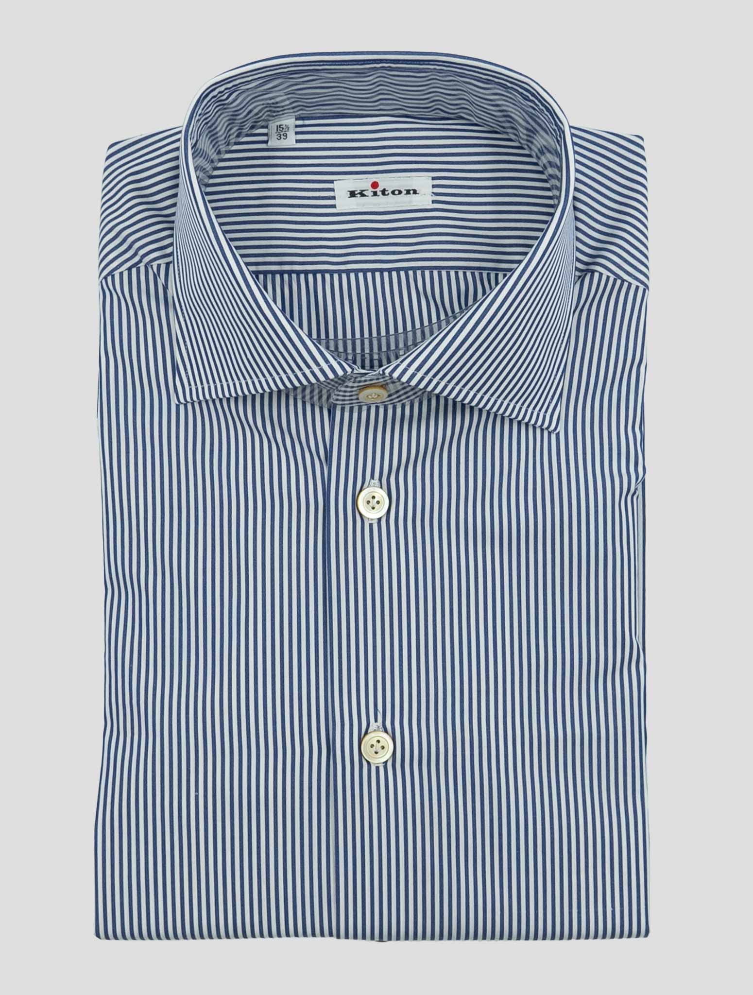 Kiton Blue White Cotton Shirt