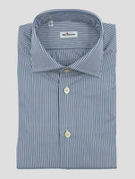 Kiton Blue White Cotton Shirt