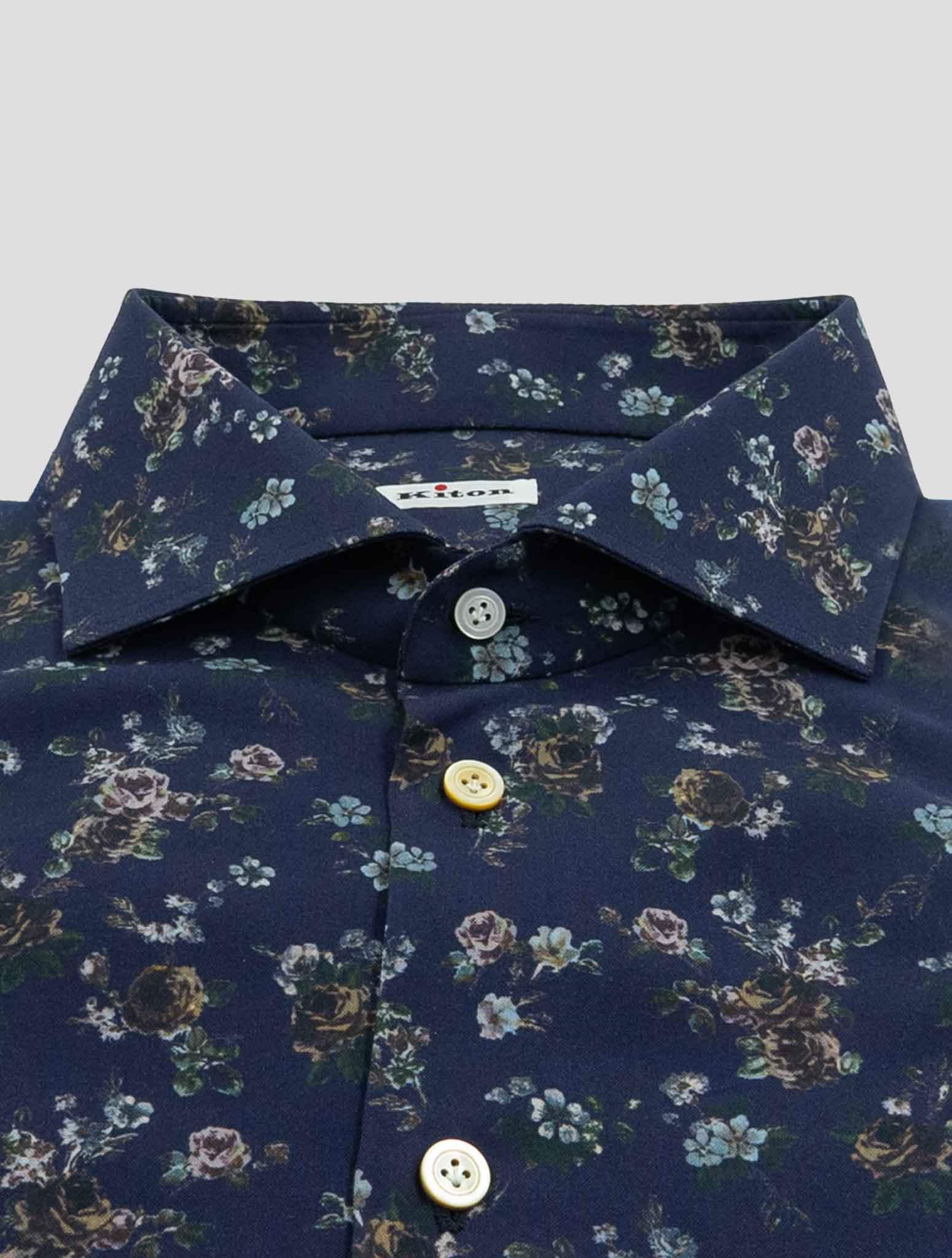 Kiton Blue Wool Shirt