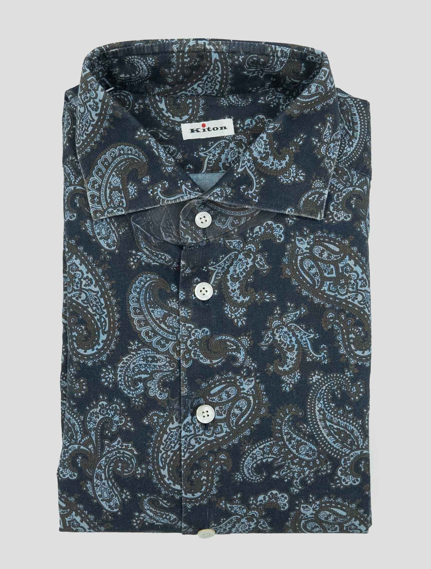 Kiton Blue Cotton Shirt