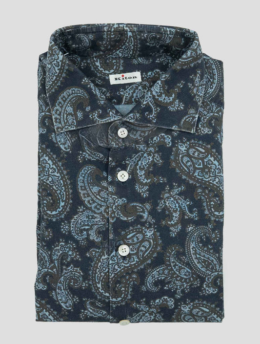 Kiton Blue Cotton Shirt