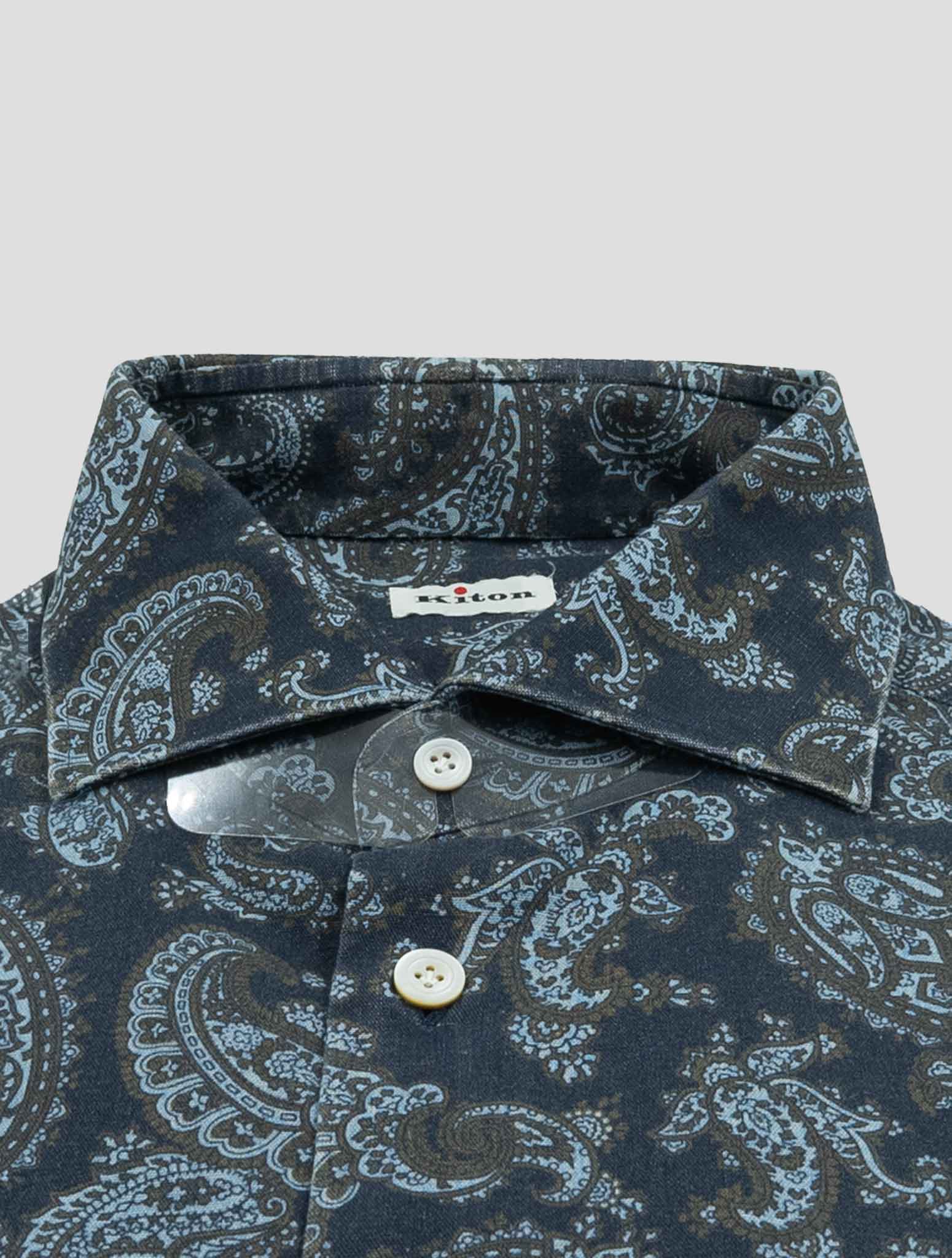 Kiton Blue Cotton Shirt