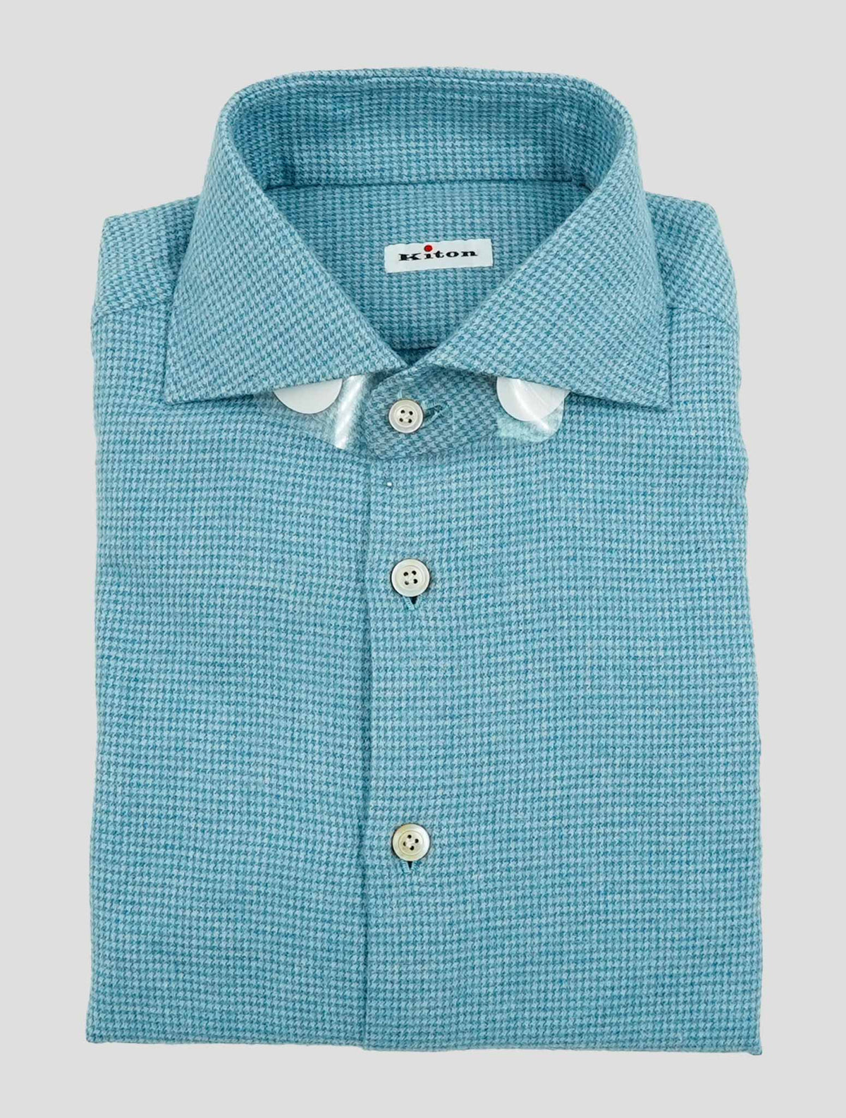 Kiton Light Blue White Cotton Shirt