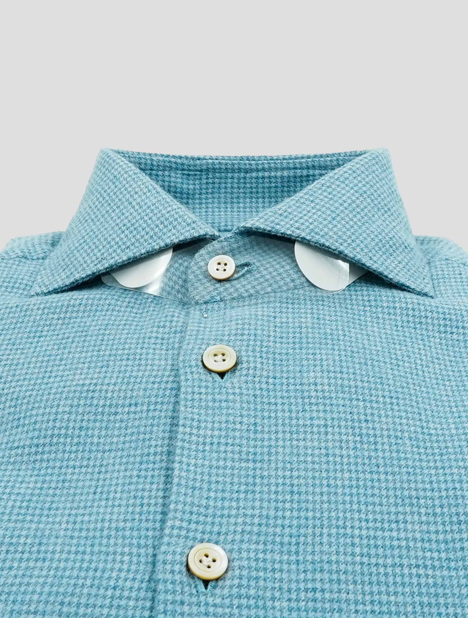 Kiton Light Blue White Cotton Shirt