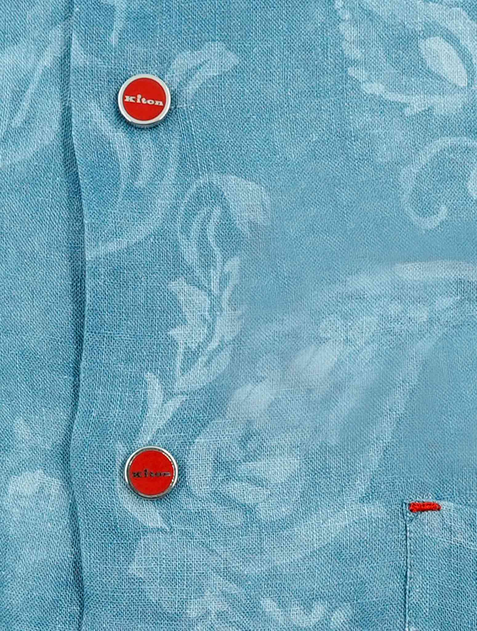 Kiton Blue Linen Nerano Shirt