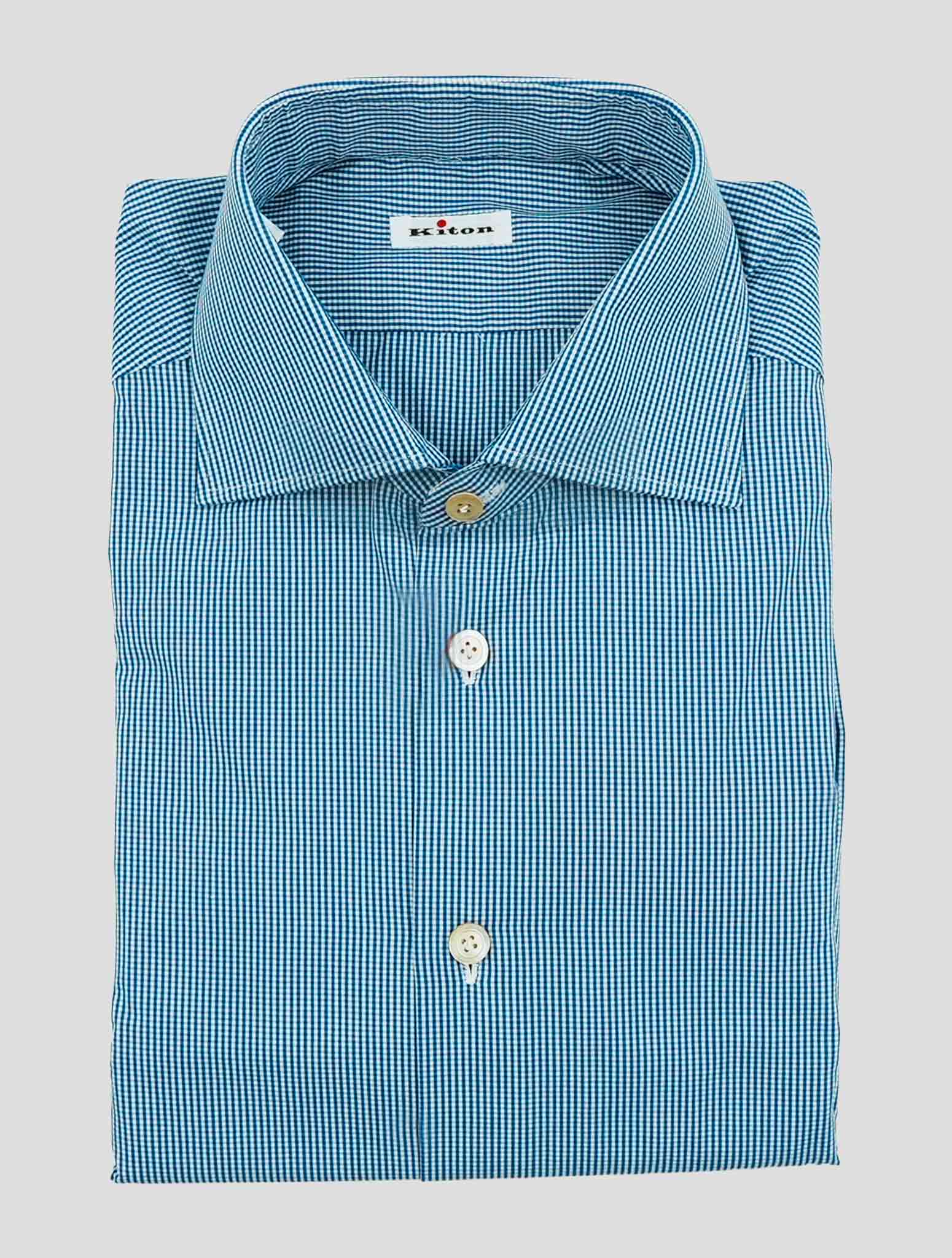 Kiton Blue White Cotton Shirt