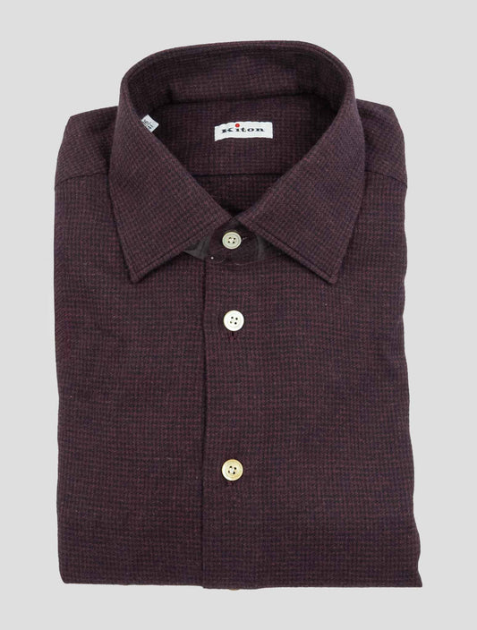 Kiton Burgundy Black Cotton Shirt