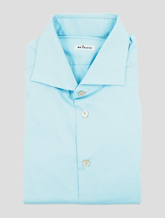 Kiton White Light Blue Cotton Shirt