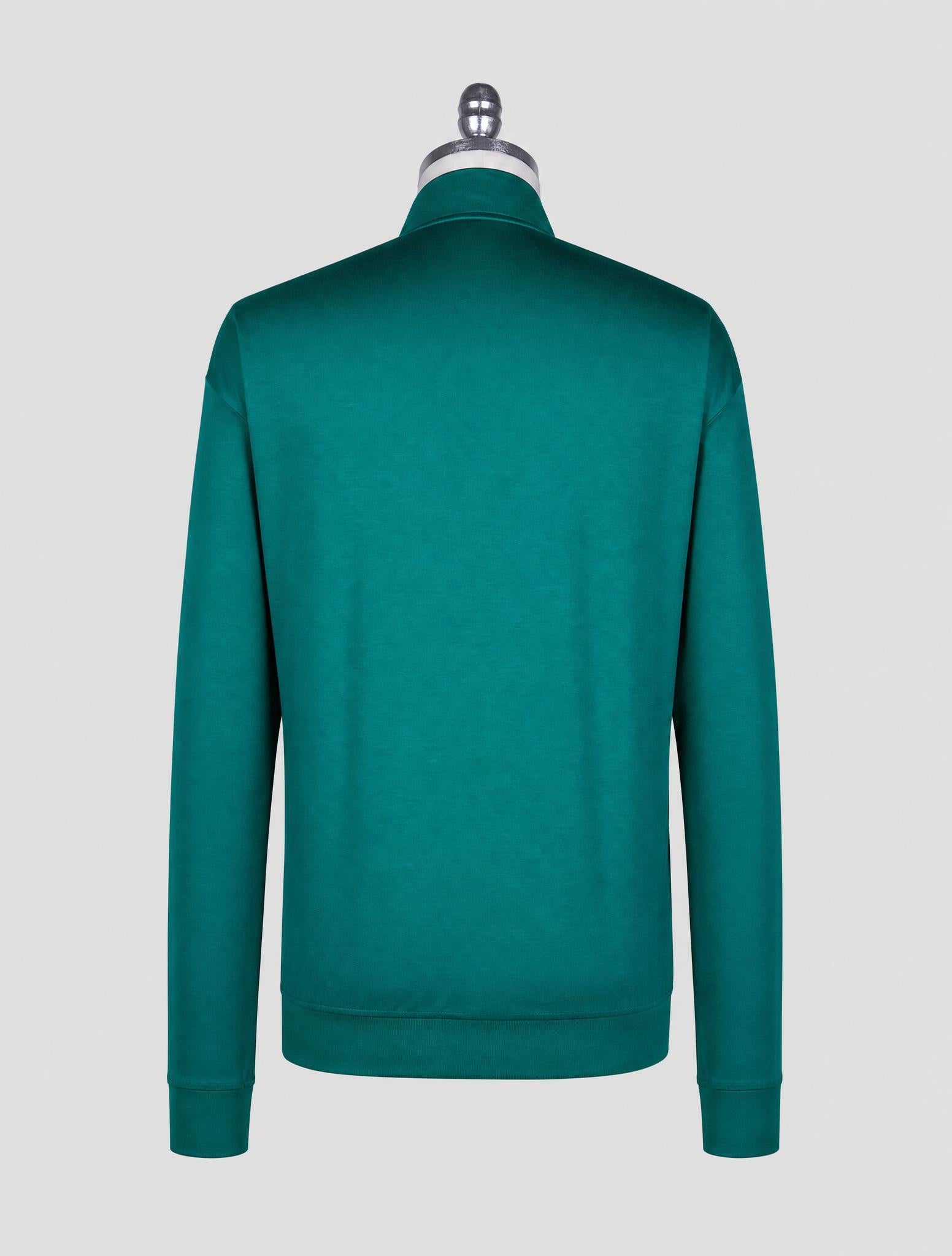 Kiton Green Cotton Sweater Full Zip