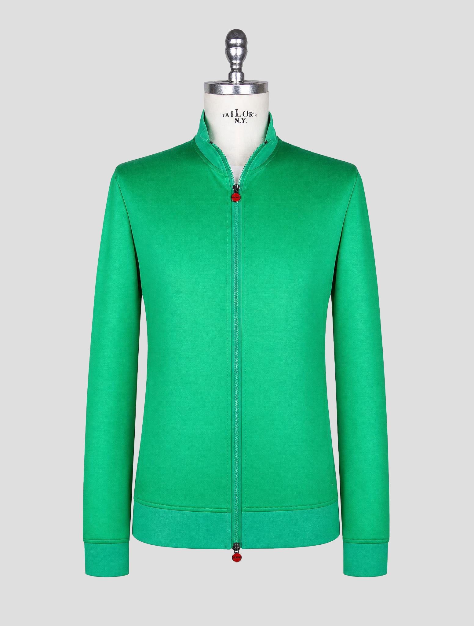 Kiton Green Cotton Sweater Full Zip