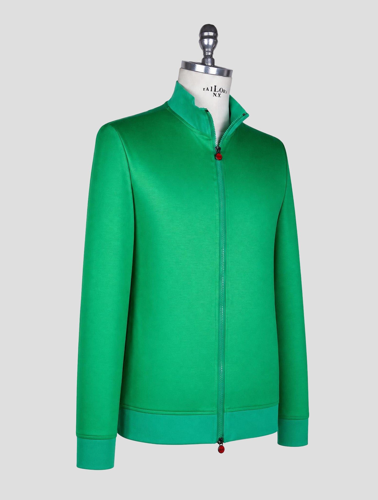Kiton Green Cotton Sweater Full Zip