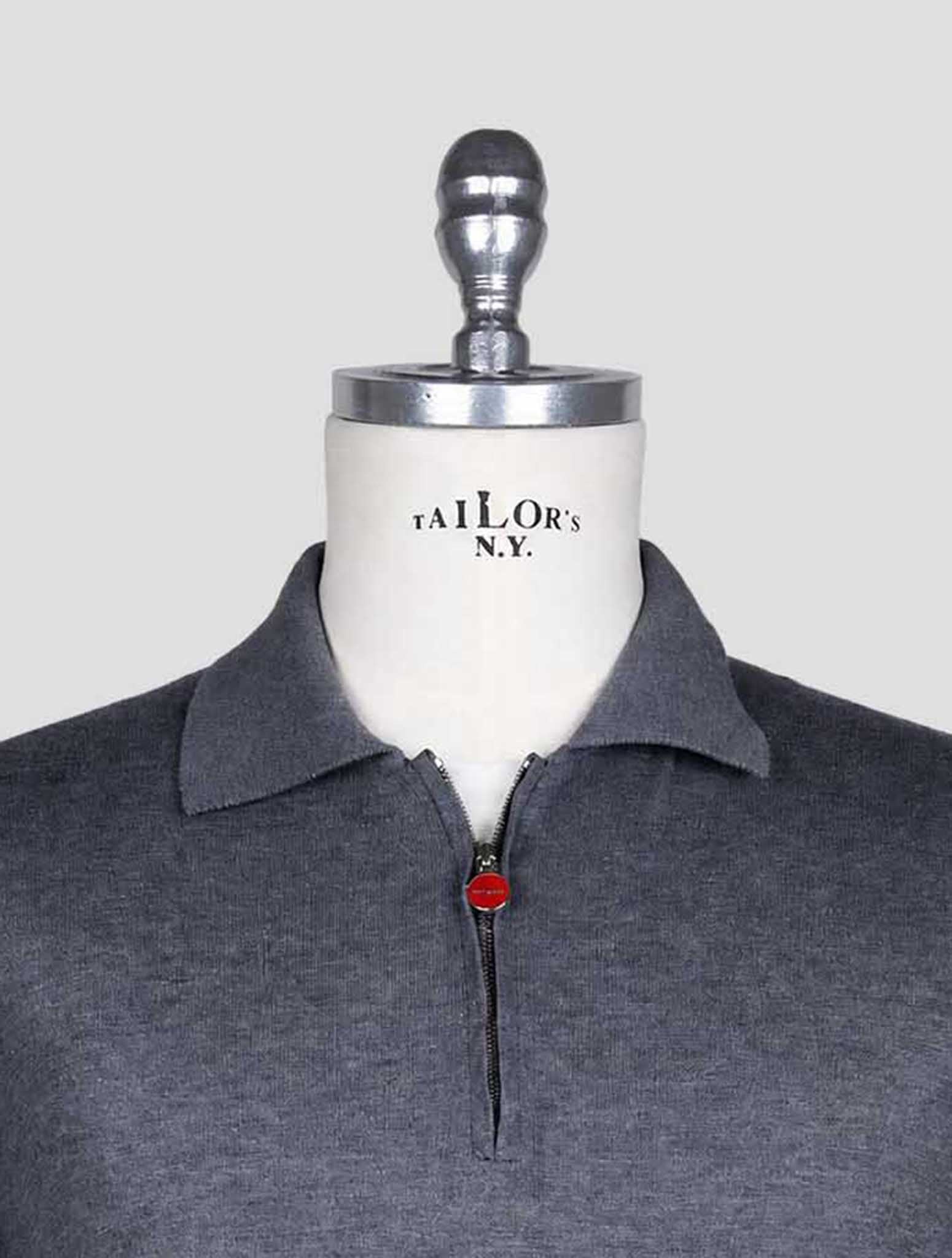 Kiton Gray Cotton Polo Half Zip