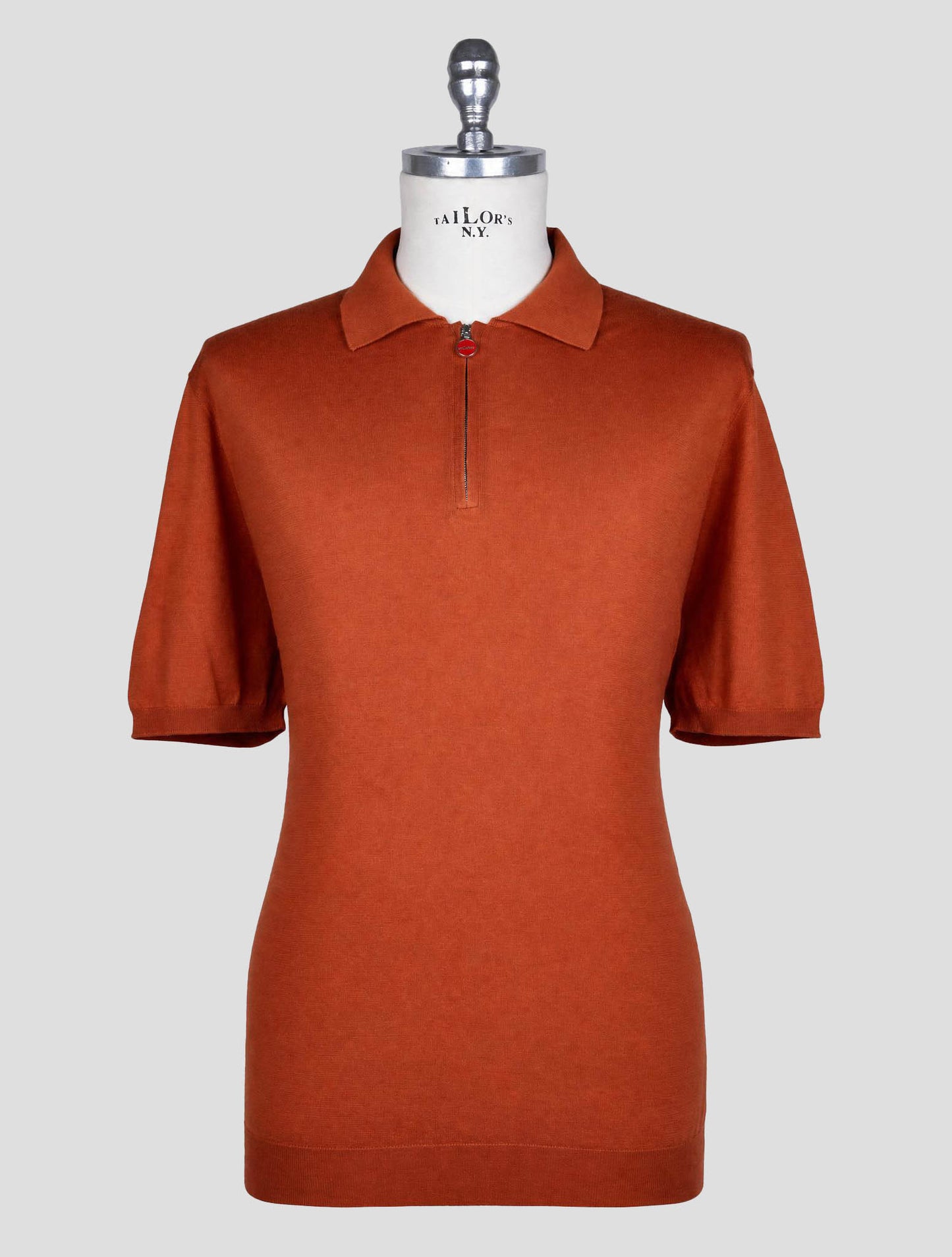 Kiton Brown Cotton Polo Half Zip