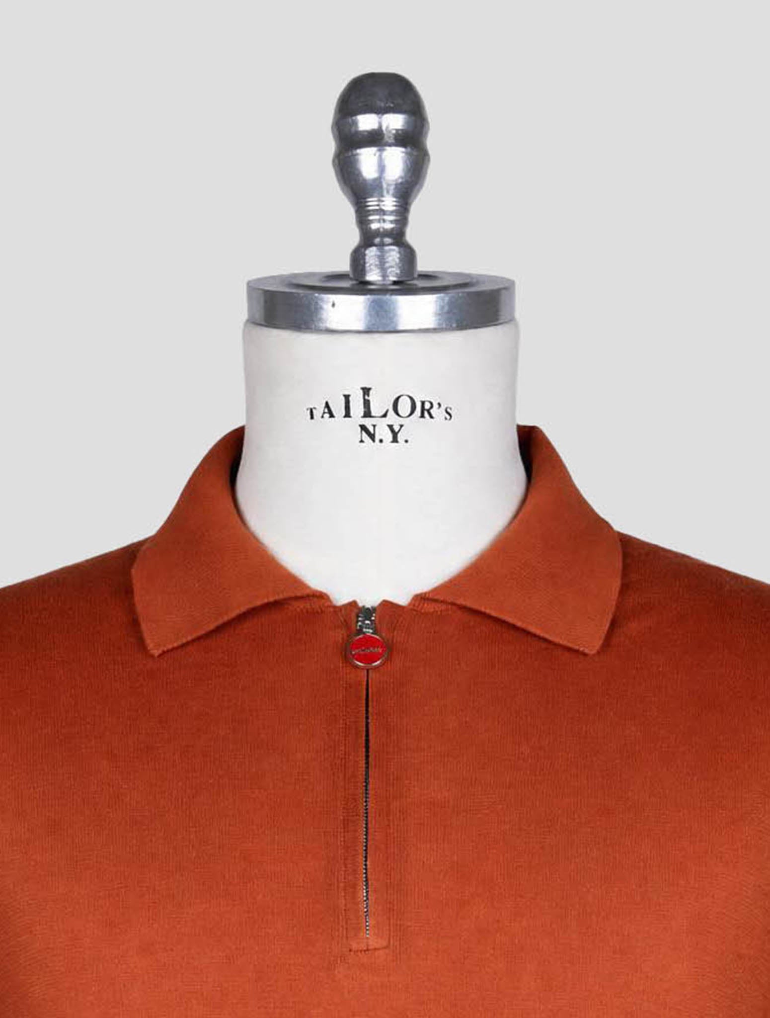 Kiton Brown Cotton Polo Half Zip