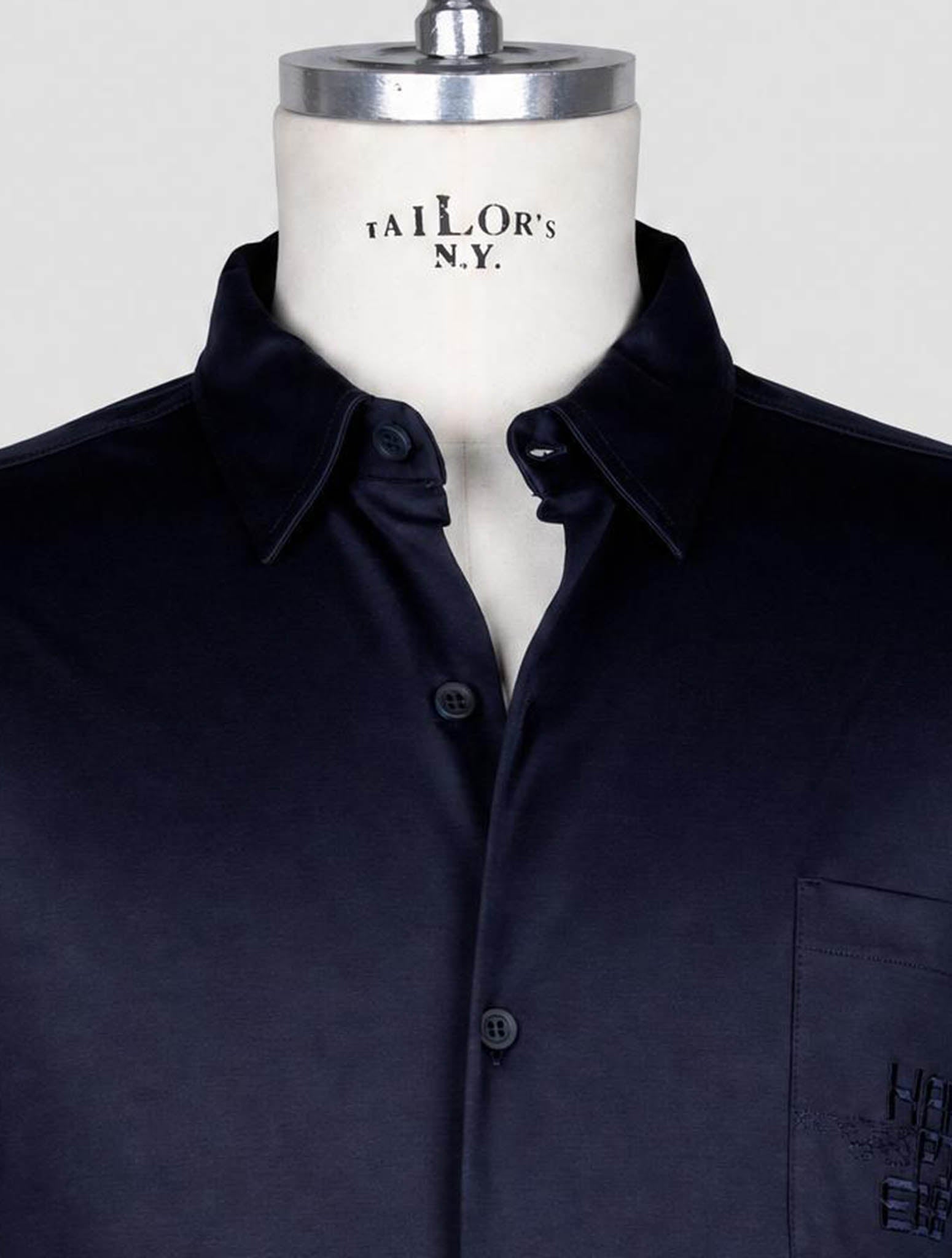 Kiton Knt Dark Blue Cotton Shirt