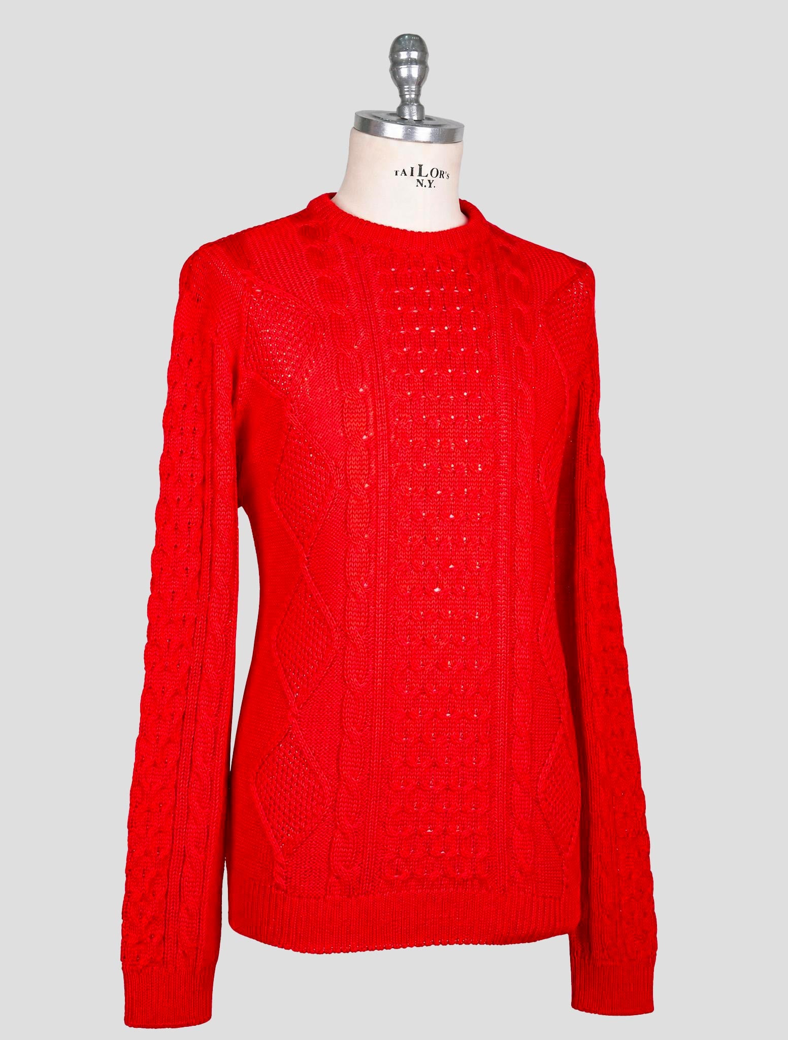Kiton Red Cotton Sweater Crewneck