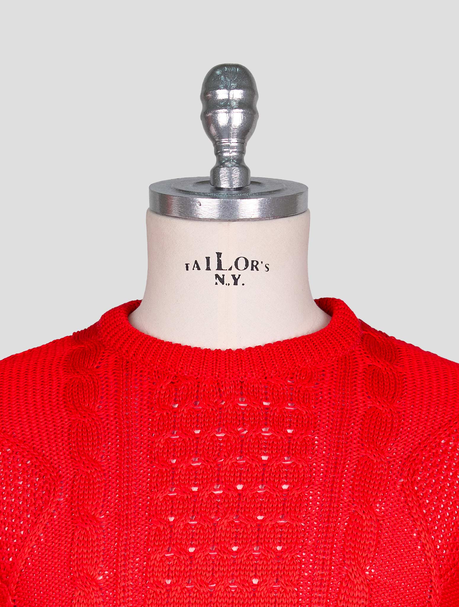 Kiton Red Cotton Sweater Crewneck