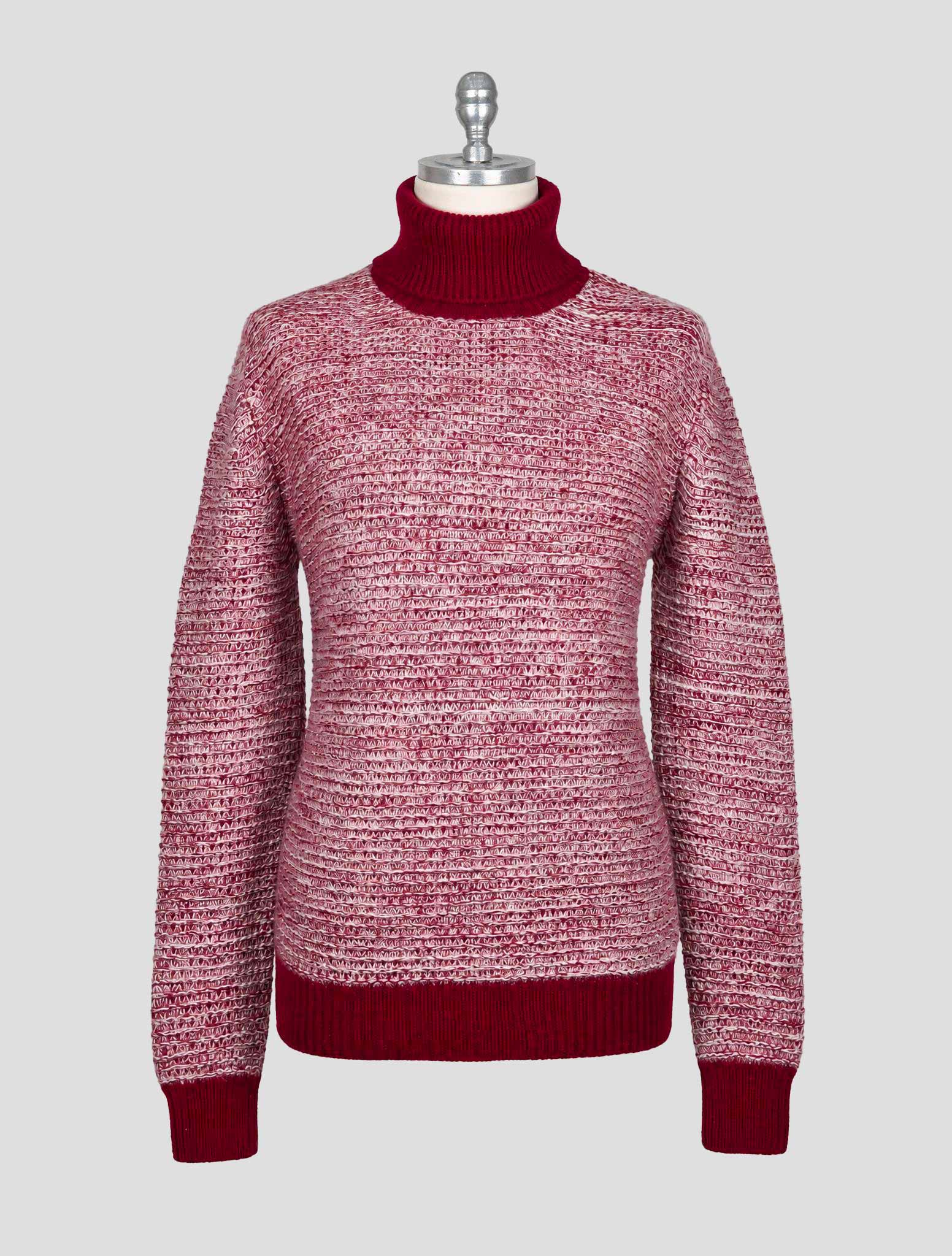 Kiton Burgundy Gray Cashmere Sweater Crewneck