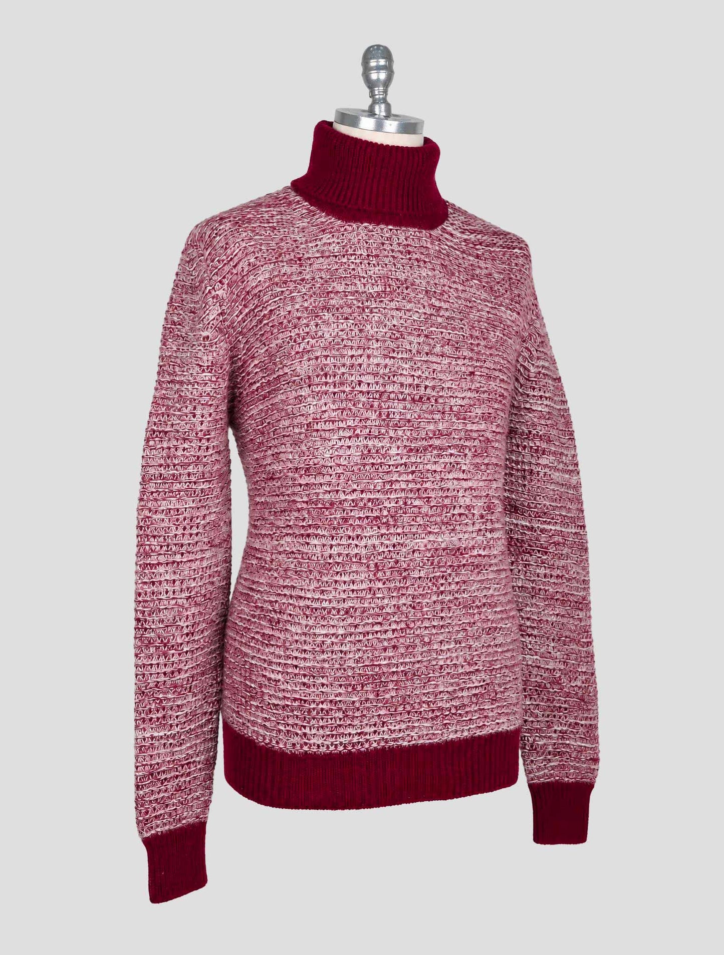 Kiton Burgundy Gray Cashmere Sweater Crewneck