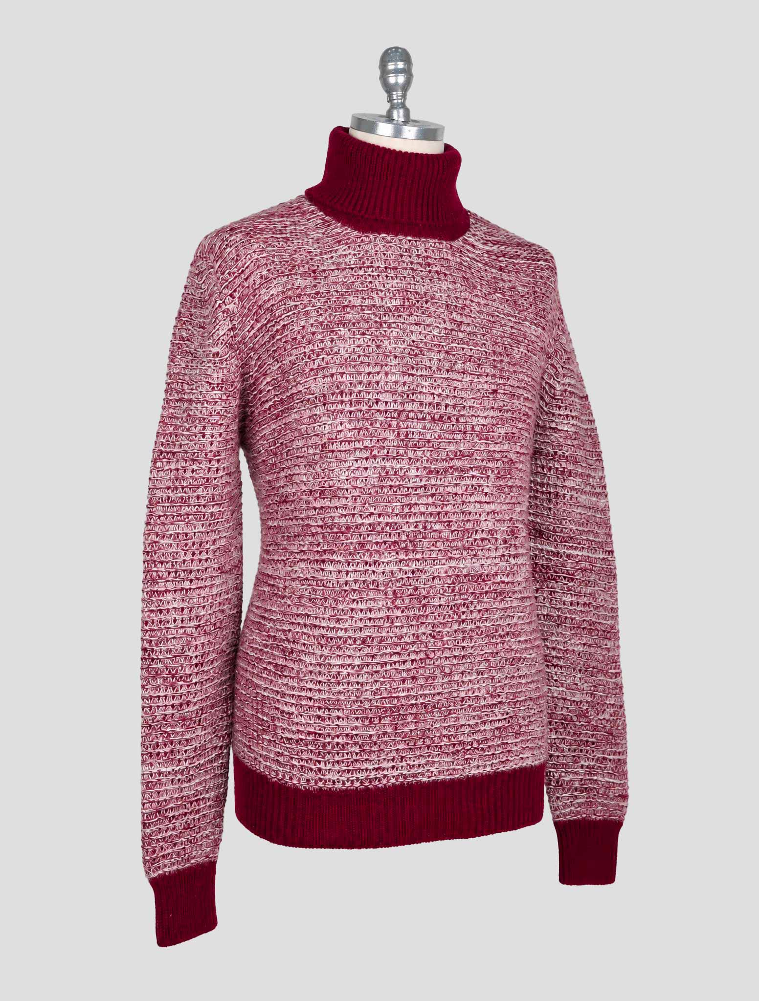 Kiton Burgundy Gray Cashmere Sweater Crewneck