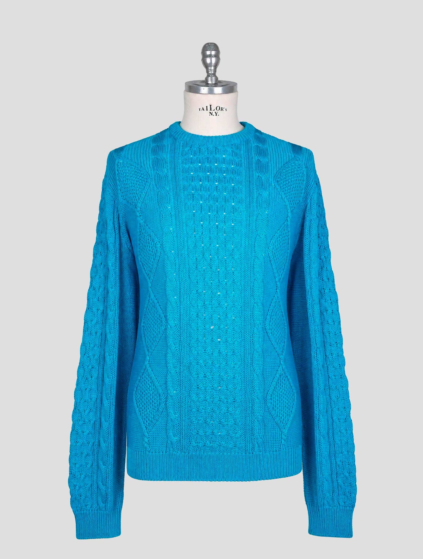 Kiton Light Blue Cotton Sweater Crewneck