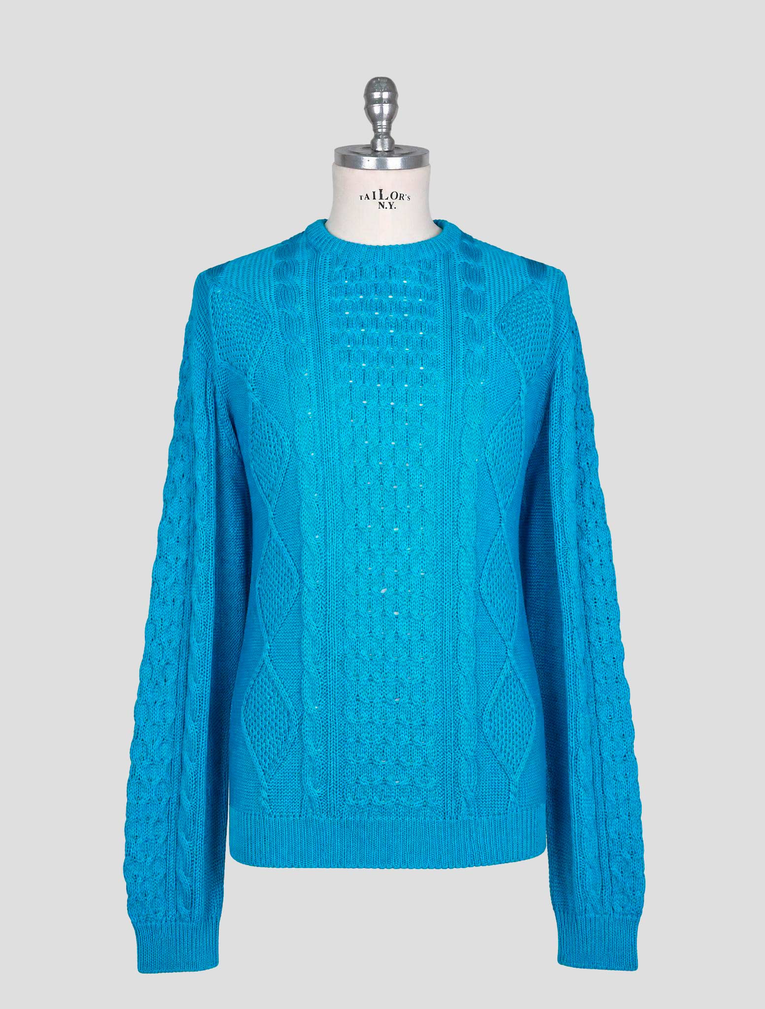 Kiton Light Blue Cotton Sweater Crewneck