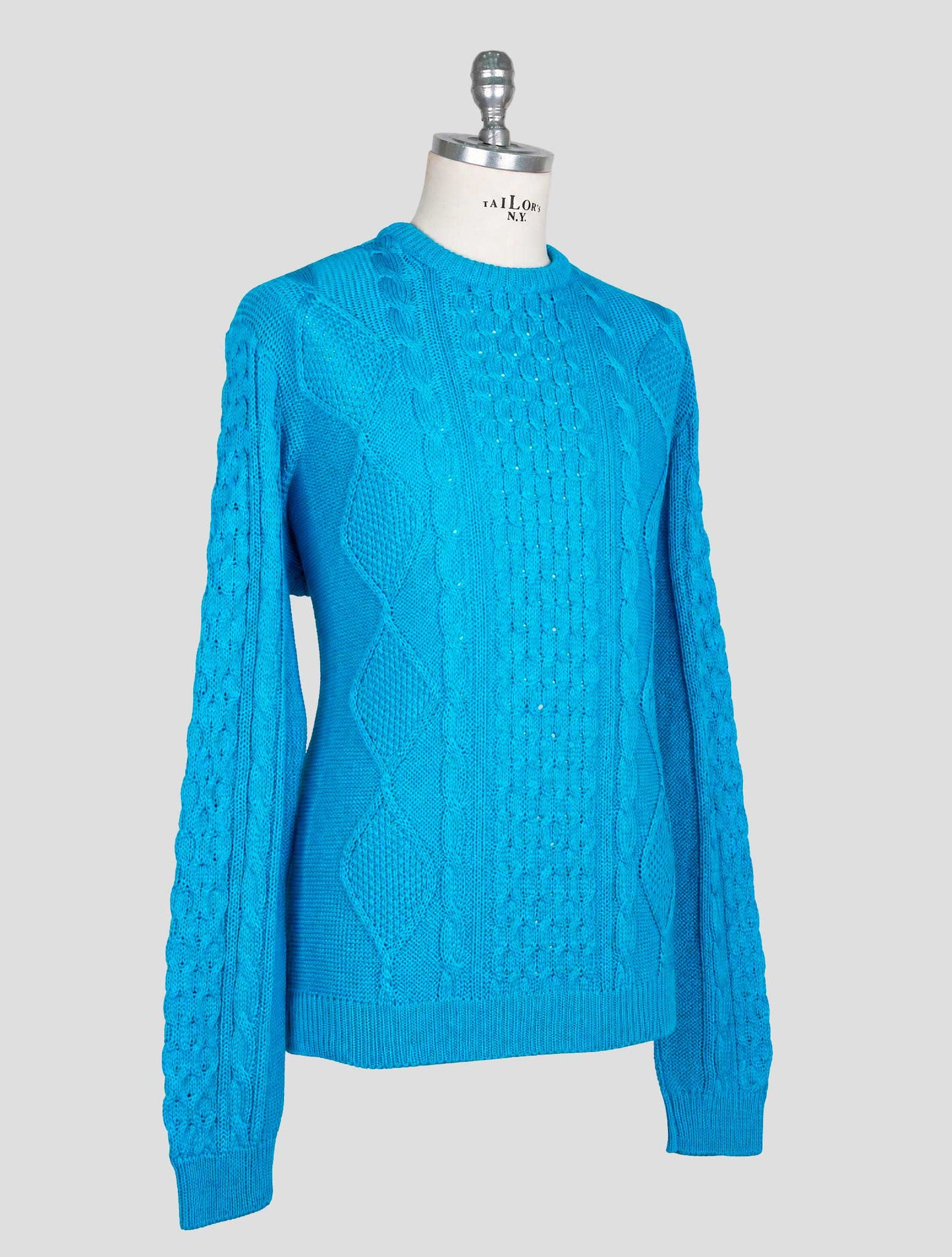 Kiton Light Blue Cotton Sweater Crewneck