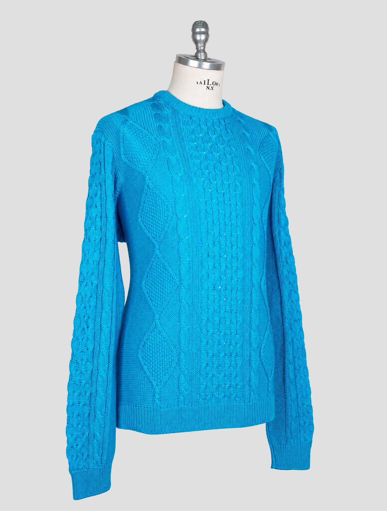 Kiton Light Blue Cotton Sweater Crewneck