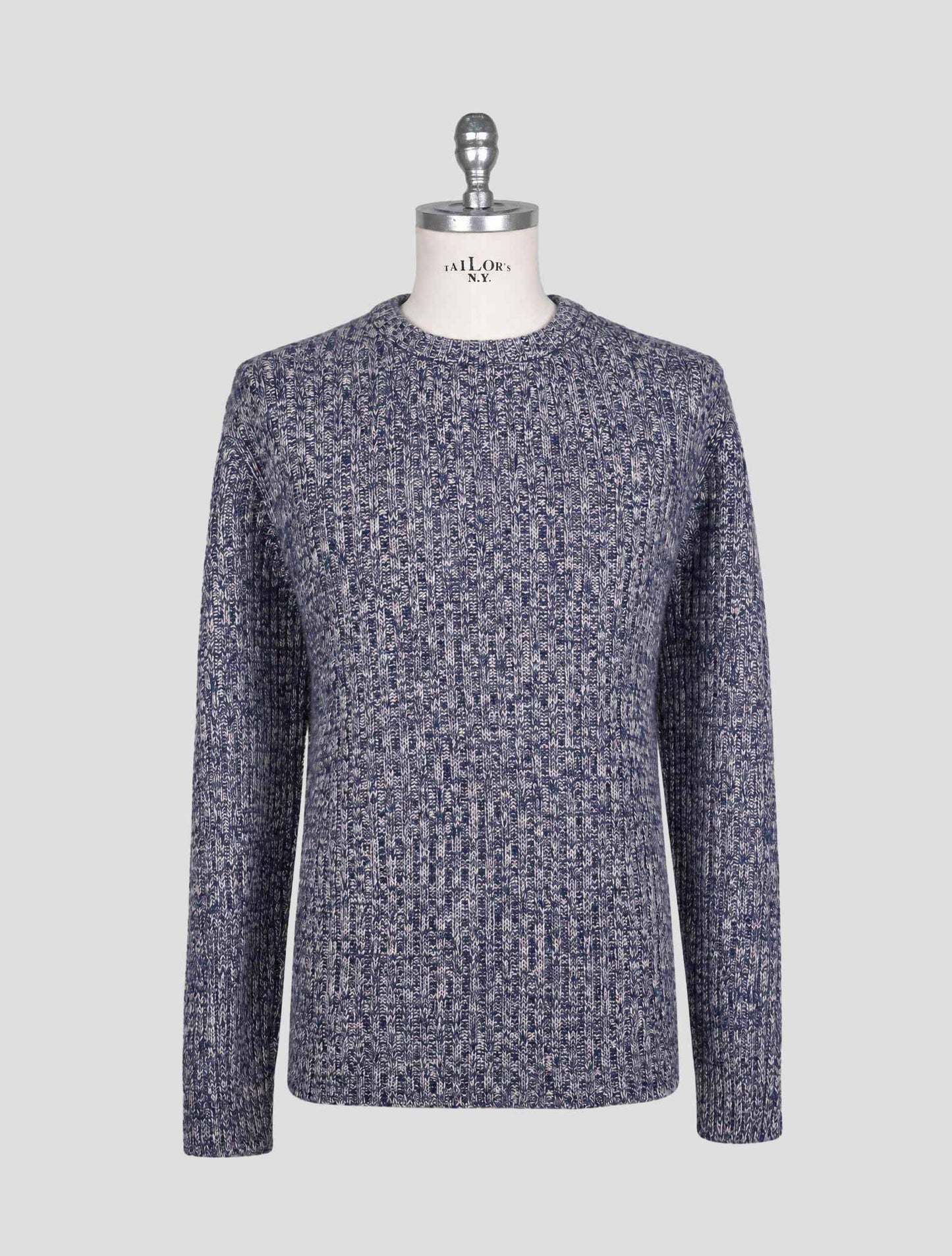 Kiton Blue White Cashmere Sweater Crewneck