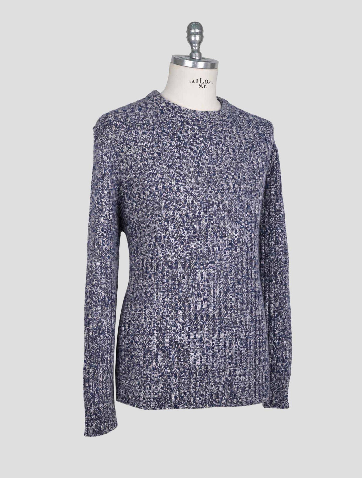 Kiton Blue White Cashmere Sweater Crewneck