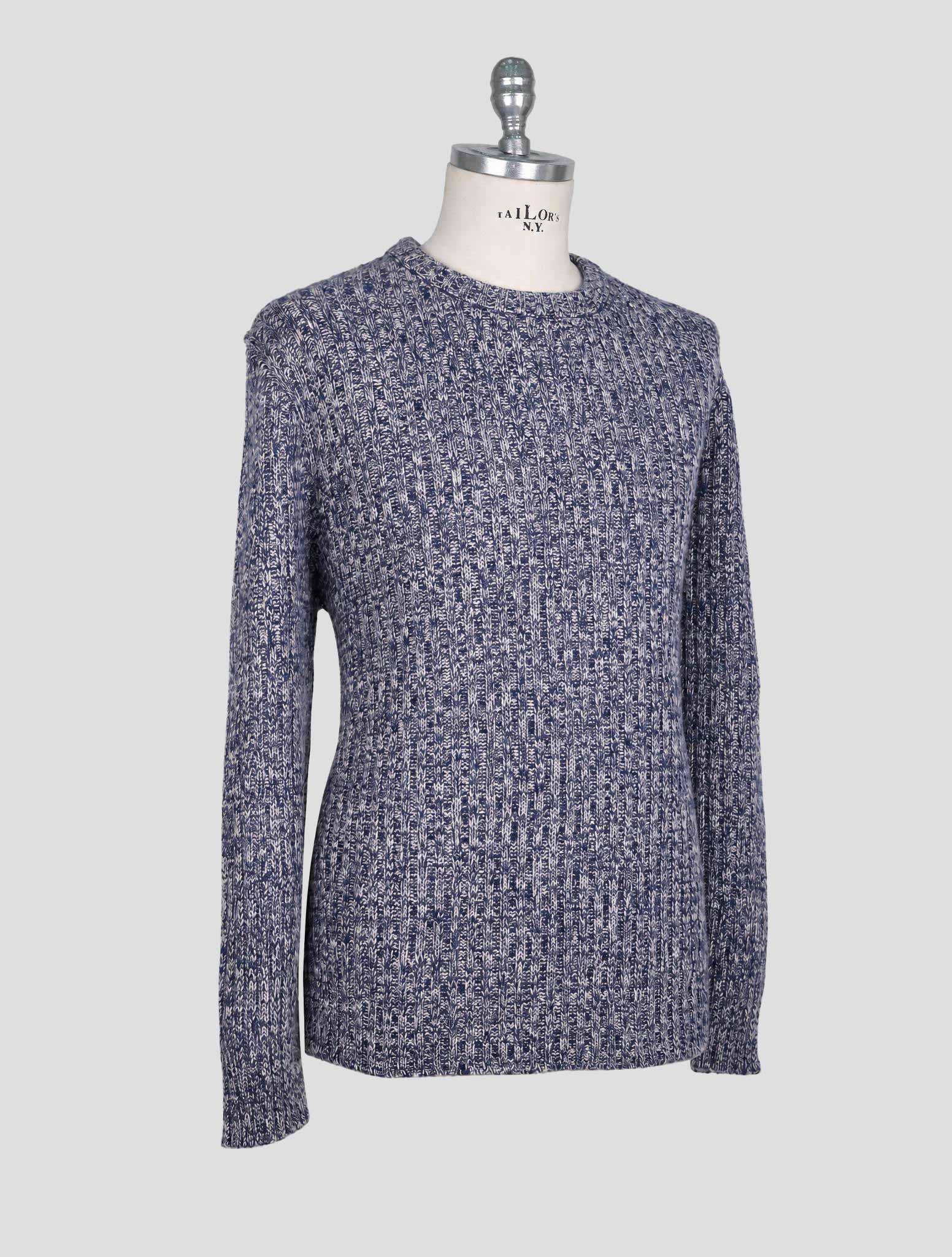 Kiton Blue White Cashmere Sweater Crewneck