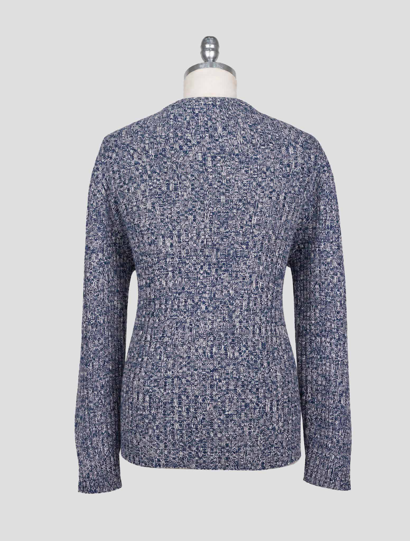 Kiton Blue White Cashmere Sweater Crewneck