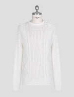 Kiton White Cotton Sweater Crewneck
