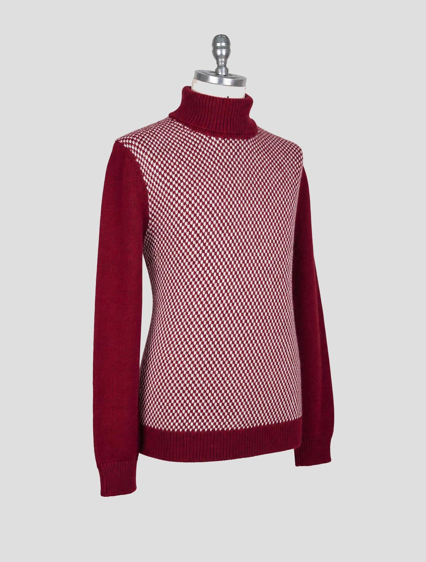 Kiton Burgundy White Cashmere Sweater Crewneck
