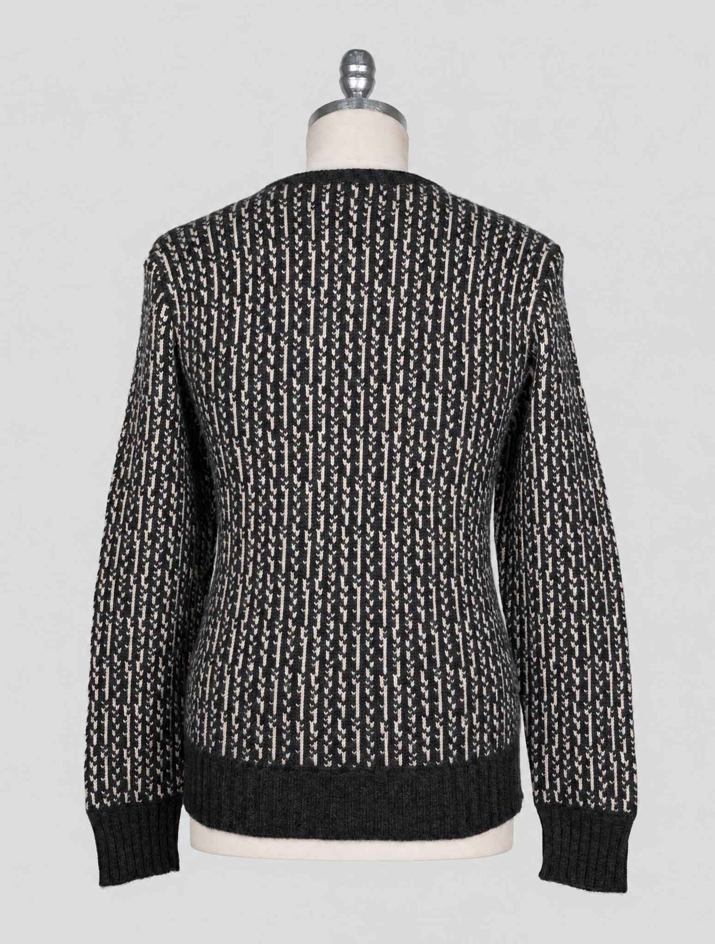 Kiton Gray White Cashmere Sweater Crewneck