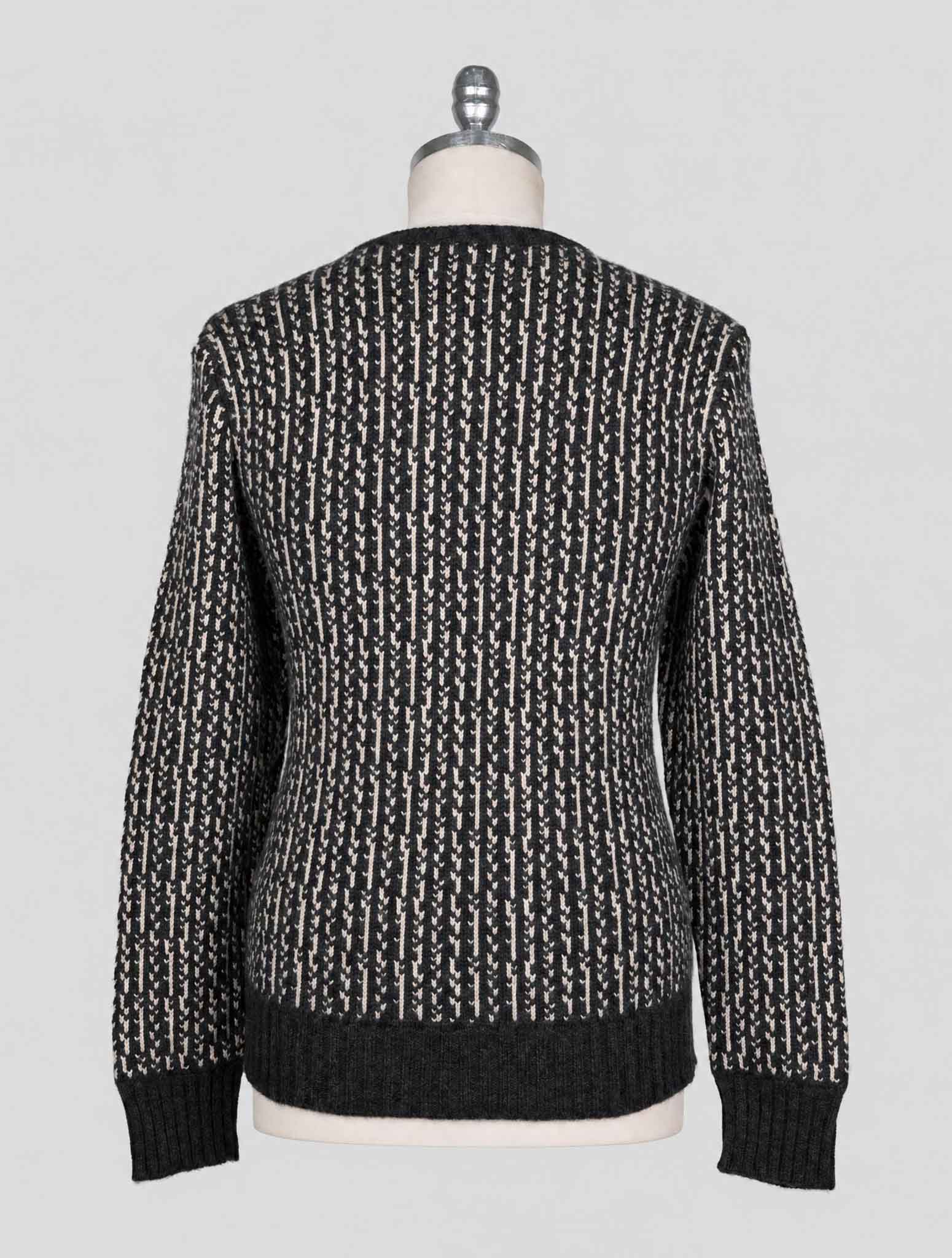 Kiton Gray White Cashmere Sweater Crewneck