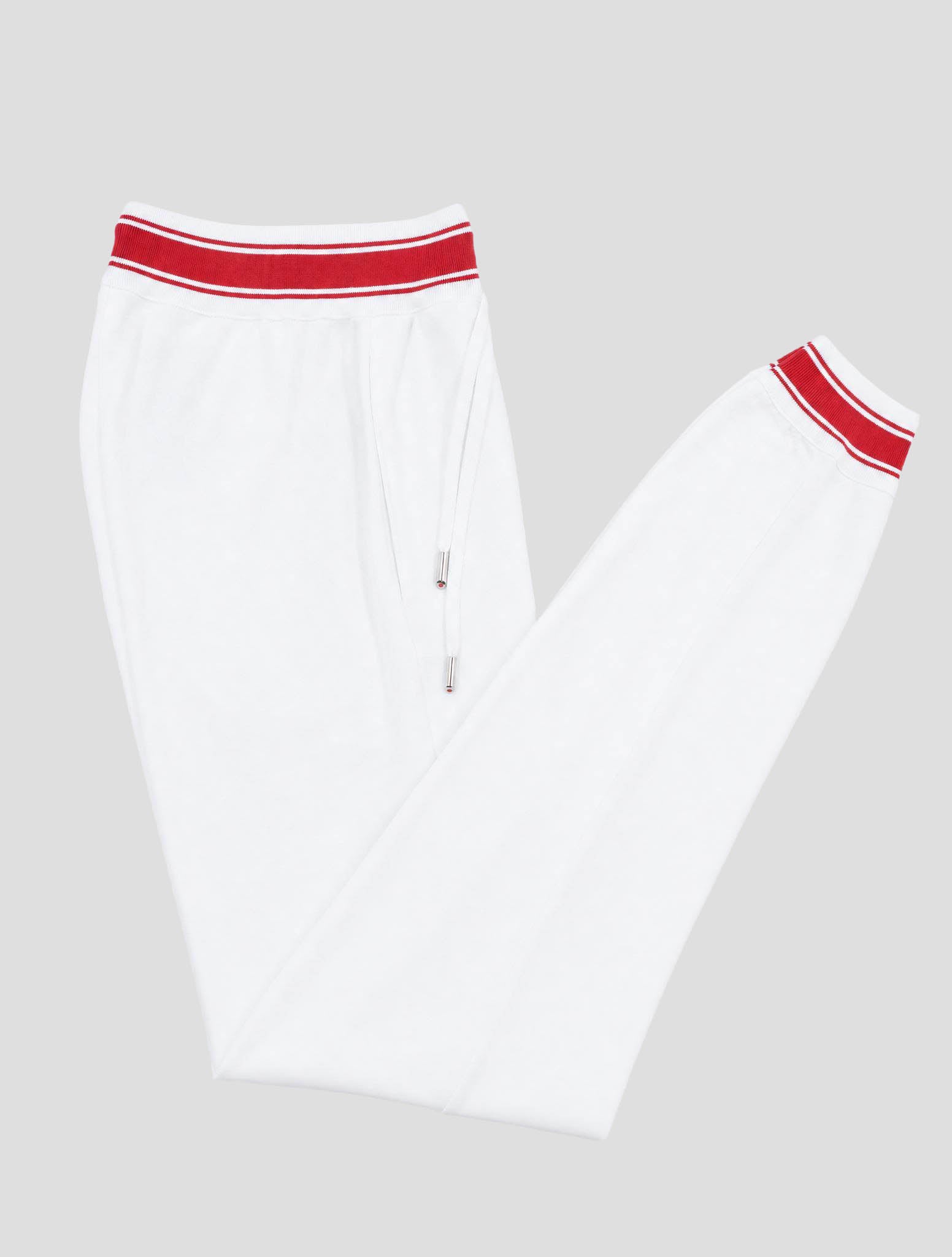 Kiton White Red Cotton Jogging Pants
