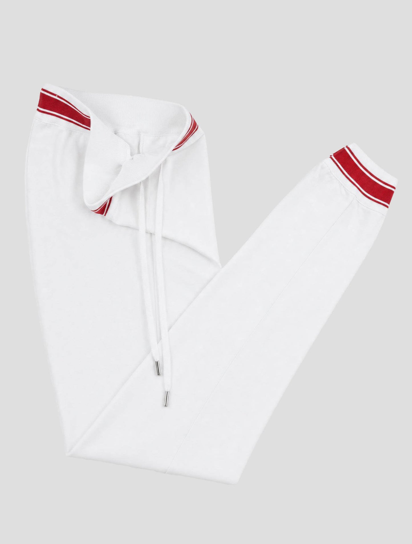 Kiton White Red Cotton Jogging Pants