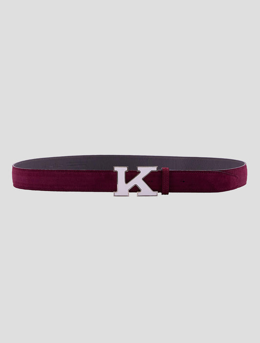 Kiton Burgundy Leather Suede Belt