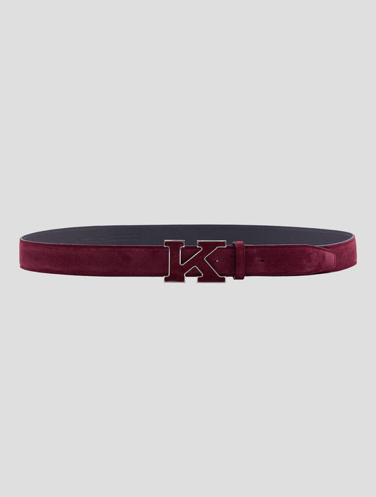 Kiton Burgundy Leather Suede Belt