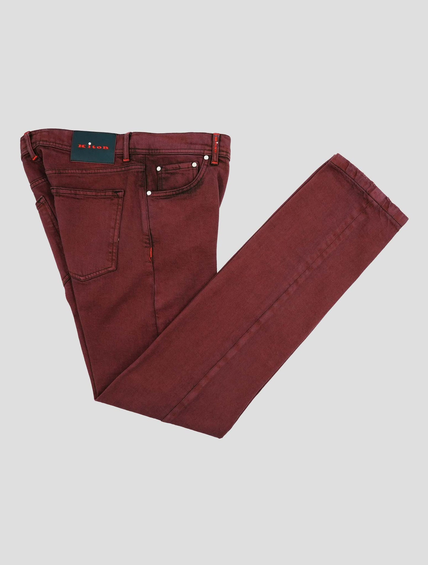 Kiton Burgundy Cotton Ea Jeans
