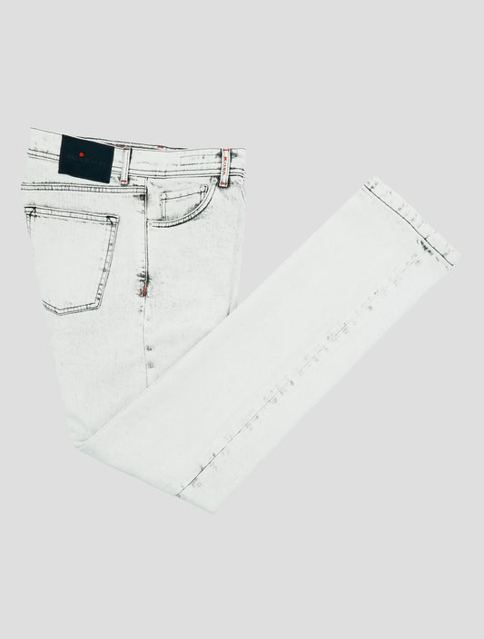 Kiton Gray White Cotton Ea Limited Edition 04 of 54 Jeans